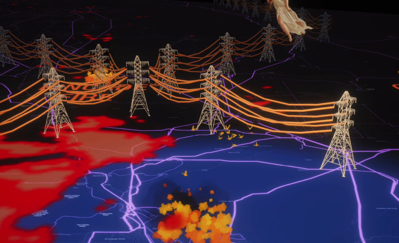 Image for Students using Panoply to link wildfires and power lines